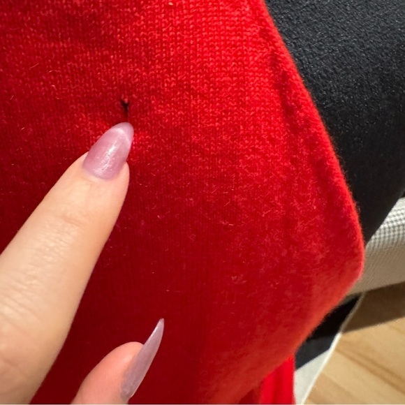 LOEWE Vintage 100% Cashmere Red Tie Waist Sweater Vest Tank Top Size Small - Picture 8 of 8